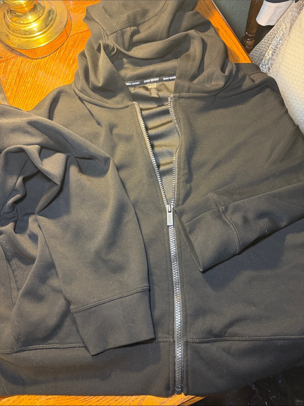 DKNY Black Full-Zip Hooded Sweatshirt